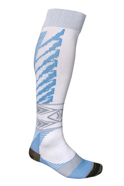 Boost Compression Sock in Individual-Recreational Style, White with Blue Detail, Beginner, 15-20 mmHg Compression